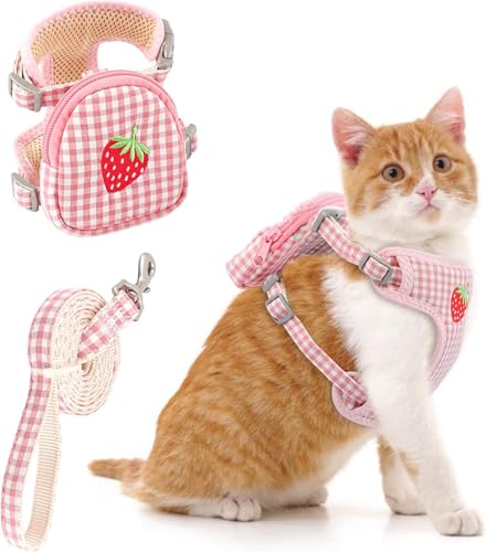 Verstellbarer Haustier-Rucksack-Gurt, Baumwoll-Hund-Brustgurt Mit Nylonseil Und -Gurt, Geeignet Für Kleine Und Mittlere Katzen Und Hunde Für Outdoor-Reisen Und Camping, Rosa von Trusttread