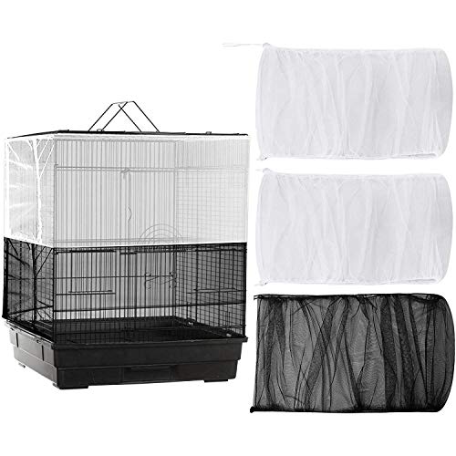 Tsadeer 3 Stück große verstellbare Abdeckung für Vogelkäfig Seed Catcher Universal Birdcage Nylon Mesh Net Cover Soft Skirt von Tsadeer