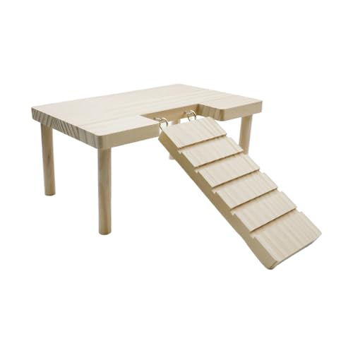 Tsnamay 1 Set 24 x 16 cm Holzplattform mit Treppe, Kleintier-Stehplattform, Naturholz, Hamsterplattform von Tsnamay