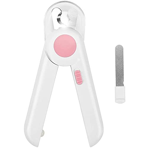 Tsrltalat Nagel Knipser und Trimmer für Katzen, Hunde, Nagel Knipser für Haustiere mit LED Licht, Um EIN ÜBerschneiden zu Vermeiden, Nagel Feile und Rasierer Rosa Weiß von Tsrltalat