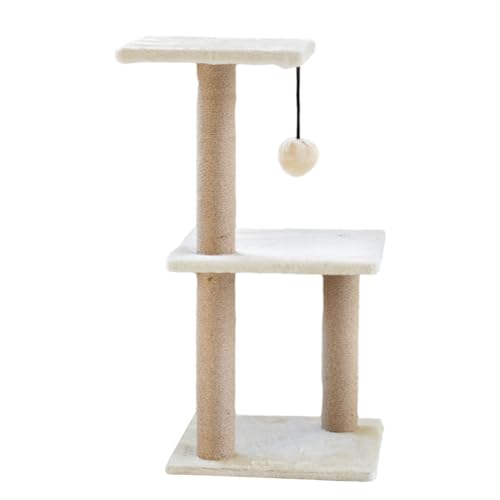 3-stufiger Kratzbaum | Fluffy Ball Design 3-stöckiger Kätzchen-Aktivitätsbaum | 27,5 Zoll Katzenturm Kätzchen Haustier Aktivitätsbaum Katzenbaumturm, Katzenturm, Katzenturm mit Kratzbaum Tsuchiya von Tsuchiya