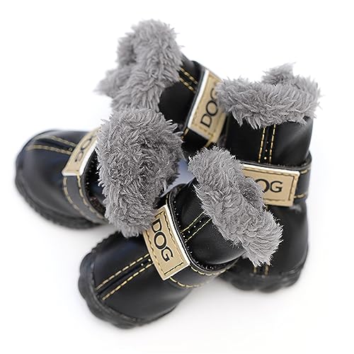 Hunde Winterstiefel 4PCS - Rutschfester Pfotenschutz mit weicher Sohle,Winter Warm rutschfeste Schneeschuhe für kleine Hunde - Atmungsaktive Hundestiefel Tsuchiya von Tsuchiya