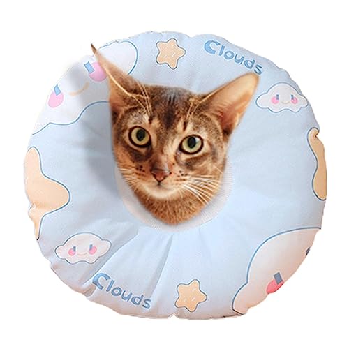 Katzenkegelhalsband - Verstellbarer Kegel für Hunde und Katzen mit Kordelzug - Wolken-Druck-Katzenkegel zum Kratzen am Kopf, schützende Katzenkegel gegen Verletzungen, tolles Geschenk für Tsuchiya von Tsuchiya