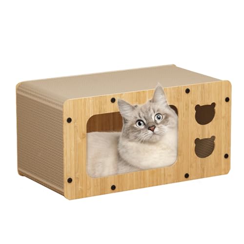 Katzenkratzhaus - Tragbarer Krallenschärfer für Katzen, Kratzbox für Katzen,Indoor Cat Home Katzenkratzbaum aus Holz, Loungebett aus Pappe mit Kratzbaum für eine Familie mit Mehreren Katzen Tsuchiya von Tsuchiya