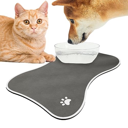 Tsuchiya Haustier-Wassernapfmatte,rutschfeste Wasserspendermatte für Hunde - Hundeteppich mit Knochenform für Futter und Wasser, Haustierbedarf für Welpen, Kaninchen, Kätzchen, Katzen von Tsuchiya