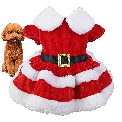 Tsuchiya Hunde-Weihnachtsoutfit, Haustier-Weihnachts-Weihnachtsmann-Kostüme aus Baumwolle, Warmer Weihnachtsmantel für Hunde und Katzen, Hunde-Neujahrskostüme für kleine und mittelgroße Hunde von Tsuchiya