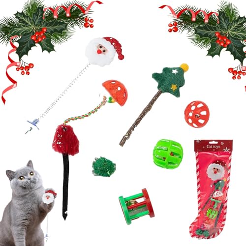 Tsuchiya Kätzchenspielzeug | Kätzchen Zauberstab Weihnachten Interaktives Spielzeug | Interaktives Katzenspielzeug-Set, Spielzeug zu Necken von Haustieren, lustige Übung für Kätzchen und Katzen von Tsuchiya