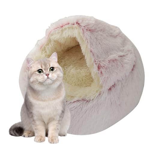 Tsuchiya Katzenbett - Geschlossenes Flauschiges Katzenbett - Maschinenwaschbares Haustierhöhlenbett, Flauschiges Katzenbett, kleines Haustierbett, abnehmbar, für große Hunde, Kätzchen, Katzen von Tsuchiya