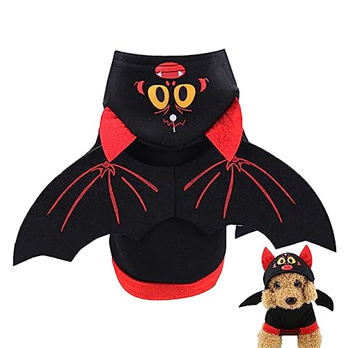 Tsuchiya Kleidung für Haustiere mit Fledermausflügeln,Halloween-Katze-Fledermausflügel-Anzug-Kostü für Haustierhund | Halloween-Fledermaus-Cosplay-Welpenkleidung, Halloween-Hundetuch für Hunde von Tsuchiya