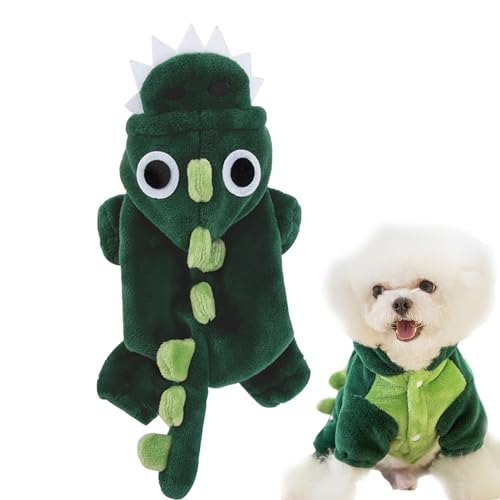 Tsuchiya Winter-Haustierkleidung - Dehnbares Haustier-Dinosaurier-Kostüm, Hunde-Plüsch-Outfit,Multifunktionale Halloween-Dinosaurier-Kostü -Hundekleidung, superweiche Hundekleidung für kaltes Wetter von Tsuchiya