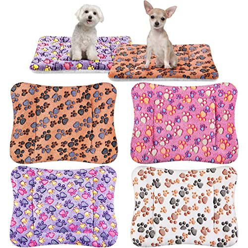 4 Stück ultraweiche Hunde- und Katzenbettmatte mit niedlichen Drucken, wendbar, Fleece, Hundekäfige, Zwinger-Pad, verdicktes Hamster, Matte, waschbares Haustierbett für kleine Tiere (58x45 cm) von Tuanse