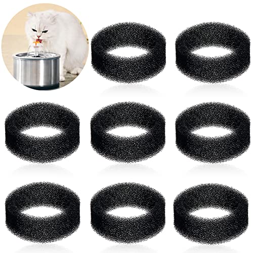 8 Stück Haustier Brunnen Filter Haustier Wasser Runde Filter Schaum für Katze Getränk Brunnen Katze Wasser Schwamm Filter Katzenbrunnen Filterschwamm Ersatz für 2,5L/2,2L/8oz Edelstahl Katzenbrunnen von Tuanse