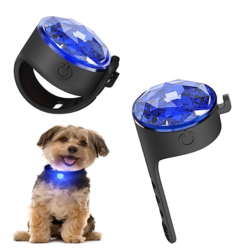 2 Stück Hunde Leuchtanhänger, Tubasion Premium 3 Modi LED Blinklicht Hund Silikonband, USB-C Wiederaufladba Hundegeschirr Leicht, IP65 wasserdichte Hundelicht(Blau) von Tubasion