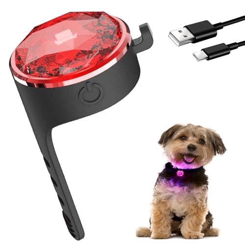 Tubasion Hundehalsband LED Leicht, USB-C Wiederaufladba Hundelicht für Hundegeschirr Silikon, IP65 wasserdichte LED Blinklicht Schulranzen, Licht Leuchtanhänger Hund für Laufen, Camping(Rot) von Tubasion