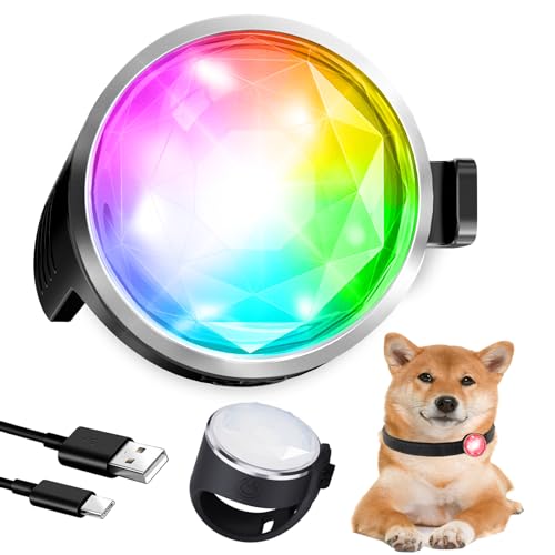 Tubasion 7 Colours in 1 Leuchtanhänger Hund, USB-C Wiederaufladba Blinklicht Hundegeschirr, Licht für Hundehalsband Silikon, IP65 wasserdichte Led Hundehalsband für Nachtspaziergänge von Tubasion