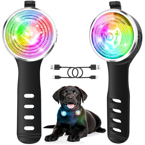 Tubasion 1Pack Hundelicht for für Nächtliche Spaziergänge, Verbesserte 8 Modi Leuchtanhänger Hund Aufladbar, IP66 Wasserdicht und Silikonband Sicherheitslicht for LED Hundehalsband von Tubasion