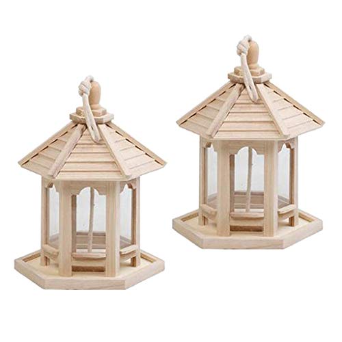 Tubayia 2 Stück Hängende Holz Vogelfutterhaus Vogel Futterstation für Outdoor Garten von Tubayia