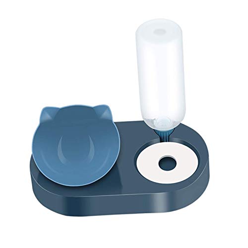 Tubayia 2-in-1 Haustier Automatische Wasserspender Wasserflasche Futternapf für Katzen, Hunde (Blau) von Tubayia