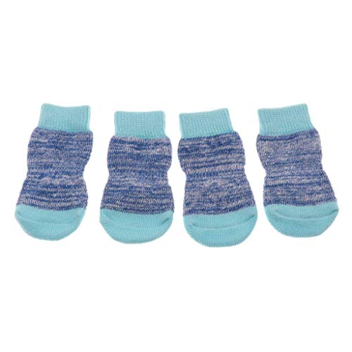 Tubayia 4 Stück Haustier Socken Pfotenschutz Hundesocken Hund Anti-Rutsch Socken (Blau - S) von Tubayia