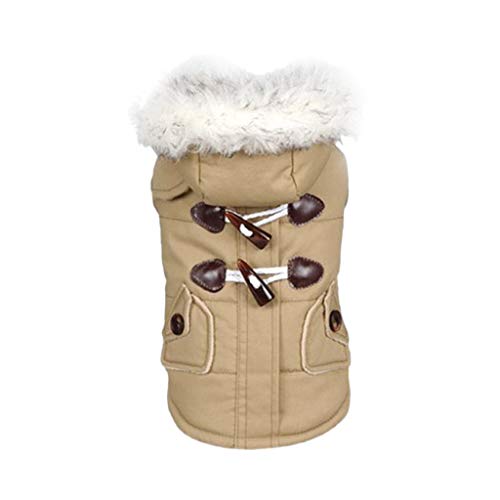 Tubayia Hundemantel Haustier Hund Mantel Jacke mit Kapuze Winter Warm Hundejacke Kostüm für Weihnachten (Beige_L) von Tubayia