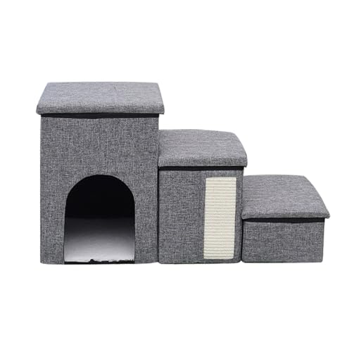 Faltbare Hundetreppe mit Stauraum, tragbare und verstellbare Hundetreppe, robuste Haustiertreppe unterstützt 60 kg, rutschfeste breite Stufen für kleine und große Hunde, multifunktionale Haustierrampe Faltbare Hundetreppe mit Stauraum, tragbare und verstellbare Hundetreppe, robuste Haustiertreppe unterstützt 60 kg, rutschfeste breite Stufen für kleine und große Hunde, multifunktionale Haustierrampe von Tudegy