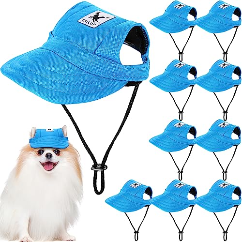 10 Stück Hundehut Sonnenhut Baseballkappe für Kleine Mittlere Große Hunde Baseballkappe mit Ohrenlöchern Verstellbarer Sonnenschutz Hüte Atmungsaktiv Sport Kordelzug Hundesport Hut (Solid) von Tudomro