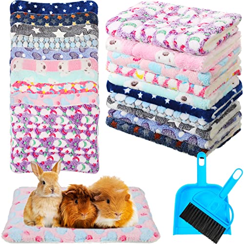 10 Stück Meerschweinchen Kaninchen Bett Matte Kleintier Betten Pad mit Reinigung Kehrschaufel Bürste Gemütlich Quadratisch Plüsch Bett Schwein Kissen Weich Warm Schlafbett für Frettchen Chinchilla Eichhörnchen Igel Baby Katzen von Tudomro