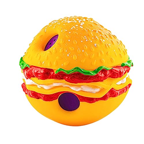 Tuelaly Hundespielzeug, Giggle Ball - Haustierspielzeug Burgerform Kichern Sound Attract Bissfeste Zahnpflege Langlebig Multifunktionale Zahnreinigung Spielspielzeug Hund Wackelball L von Tuelaly