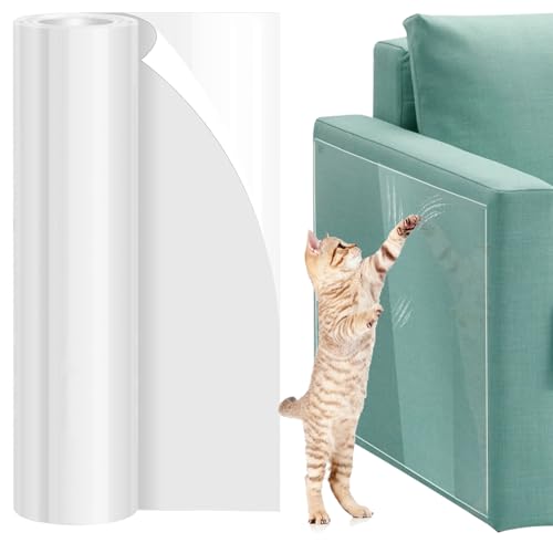 Kratzfolie Katzen Selbstklebend 30 x 300cm, Kratzschutz Katze Tape, Katzen Kratzschutz Sofa Transparent, Couch Kratzschutz Katze, AntiKratz Tape für Möbel Couch Sofa Wand Tür Schutz von Tufa