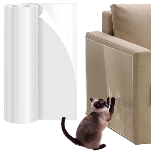 Kratzfolie Katzen Selbstklebend 15 x 300cm, Kratzschutz Katze Tape, Katzen Kratzschutz Sofa Transparent, Couch Kratzschutz Katze, AntiKratz Tape für Möbel Couch Sofa Wand Tür Schutz von Tufa