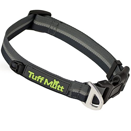 Tuff Mutt Hundehalsbänder für mittelgroße Hunde, reflektierendes Hundehalsband für hohe Sichtbarkeit, leichtes Polyester mit Schnellverschlussschnalle,50.8 cm Halsumfang (Medium, Grau) von Tuff Mutt