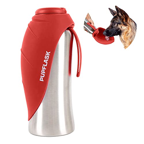 PupFlask Large Dog Water Bottle | 800 or 1200 ml Stainless Steel | Convenient Dog Water Dispenser | Puppy Travel Water Bowl | Portable Pet Water Bottle | Leak Proof Bottle Perfect Size for All Breed von Tuff Pupper