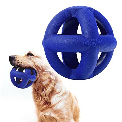 Tuff Pupper SuperChewy Tough Hundekäfig Ballspielzeug | Starker Naturkautschuk | Tolles Apportierspielzeug für Hunde | Ultra haltbares Kauspielzeug | Für große Rassen Käfigball groß - 4 Zoll / 8,5 oz von Tuff Pupper