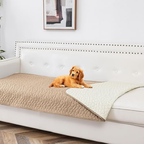 Tuffeel Wasserdichte Hundedecke, rutschfester Haustier-Couchbezug für Sofa, Bettmöbel, Schutz vor Hunden, waschbar, 76 x 178 cm, Beige von Tuffeel