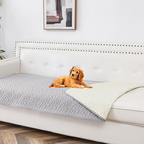 Tuffeel Wasserdichte Hundedecke, rutschfester Haustier-Couchbezug für Sofa, Bettmöbel, Schutz vor Hunden, waschbar, 76 x 178 cm, Hellgrau von Tuffeel