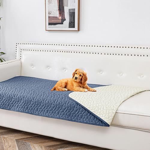 Tuffeel Wasserdichte Hundedecke, waschbar, rutschfest, Haustier-Couchbezüge für Sofa, Tierhaar-resistente Decken, Bett, Stuhl, Möbel, Couchschutz für Hunde, 76 x 178 cm, Blau von Tuffeel