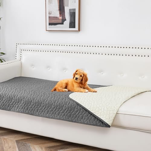 Tuffeel Wasserdichte Hundedecke, waschbar, rutschfest, Haustier-Couchbezüge für Sofa, Tierhaar-resistente Decken, Bett, Stuhl, Möbel, Couchschutz für Hunde, 76 x 178 cm, Dunkelgrau von Tuffeel