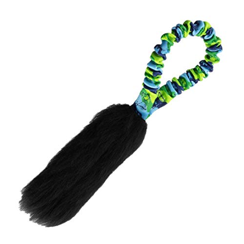 Tug-E-Nuff Dog Gear Taschenmagnet, interaktives Schleppspielzeug, stoßdämpfender Bungee und langlebig, für Welpen- und Hundetraining, 33 x 20,3 cm (Grüns Muster – schwarzes Schaffell, 1 Stück) von Tug-E-Nuff