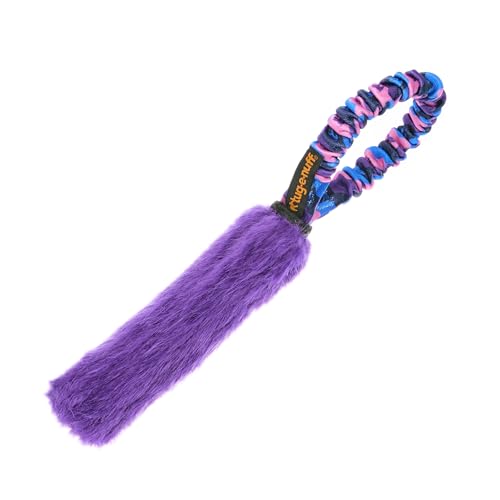 Tug-E-Nuff Pocket Fauxtastic, strapazierfähiges Bungee-Zerrspielzeug für Hunde, ideal für interaktives Hundetraining und Hunde jeden Alters, aus strapazierfähigem Kunstfell, 33 cm, violettes Muster von Tug-E-Nuff Dog Gear