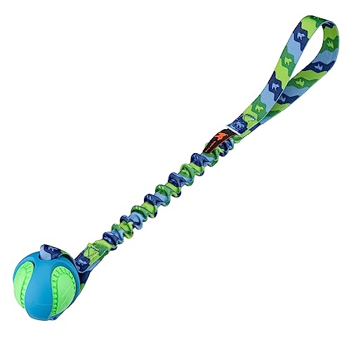 Tug-E-Nuff PowerBall Bungee-Zerrer, stoßdämpfender Bungee-Griff, langlebiges Ballspielzeug für Hunde, ideal für interaktives Hundetraining und Hunde jeden Alters, 43 cm groß von Tug-E-Nuff