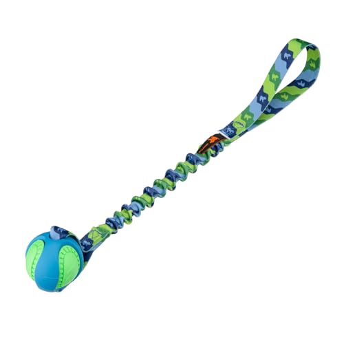 Tug-E-Nuff PowerBall Bungee-Zerrer, stoßdämpfender Bungee-Griff, langlebiges Ballspielzeug für Hunde, ideal für interaktives Hundetraining und Hunde jeden Alters, 43 cm (17 Zoll) groß, Violett von Tug-E-Nuff