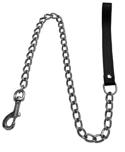 Bondage 90cm Leder Stahl Ketten Führungs Leine mit extra Dicker Kette für das Fetisch Leder Halsband Leine - Führungsleine Hundeleine von Tula-Toys