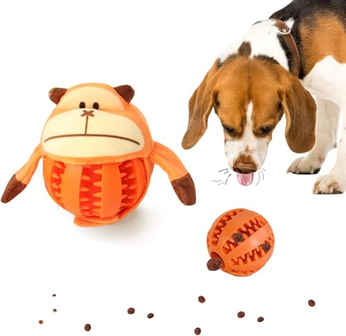 Sniff & Seek Pals Hundespielzeug - Hide & Seek Leckerli-Ball, Plüschtierabdeckung, interaktives Schnüffelspielzeug zur Bereicherung & Langeweile (Momo der Affe (Orange)) von Tumbo