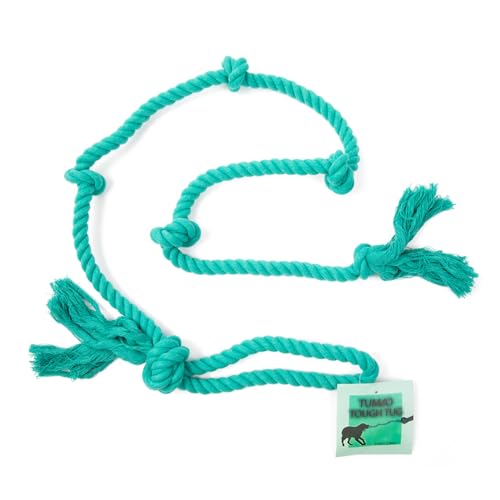 Tumbo Tough Tug Rope Hundespielzeug – (1,5 m langes, starkes und langlebiges Seilzugspielzeug mit Griff) Tug of WAR Hundespielzeug (Bahama Blue) von Tumbo