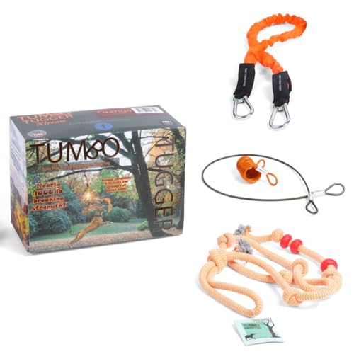 Tumbo Tugger Xtreme – Hundespielzeug zum Aufhängen, Bungee-Zerrspielzeug für Übungen – Outdoor-Spielschnur & Haltegurt – Baum Tugger Federstange Seil Hundespielzeug – Hundespielplatz für Garten – von Tumbo