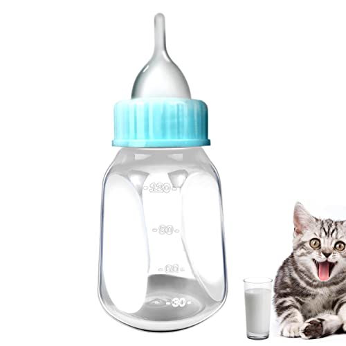 Kätzchen-Flaschen-Set, 120 ml Haustier-Stillflaschen-Set, bissfester Milchspender für Katzen und Welpen, Haustier-Stillset mit Silikon-Nippel und klarer Skala für neugeborene Kätzchen, Welpen, Kaninch von Tumotsit