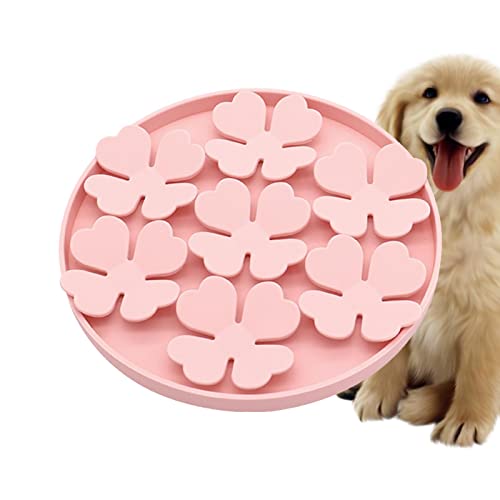 Tumotsit Leckmatte für Hunde - Slow Feeder Schüssel mit Saugnapf - Erhöhter Hunde-Puzzle-Futterspender mit Blumen-Design gegen Langeweile, Nass- oder Trockenfutter, Wasser-Joghurt-Erdnussbutter von Tumotsit