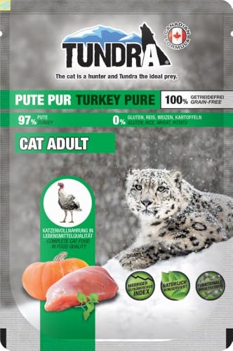 Tundra Katzenfutter Pute Pur, Nassfutter, Pouchbeutel 16 x 85 g von Tundra