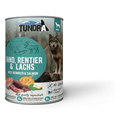 Tundra Hundefutter Rind, Rentier & Lachs, Nassfutter 6 x 800 g von Tundra