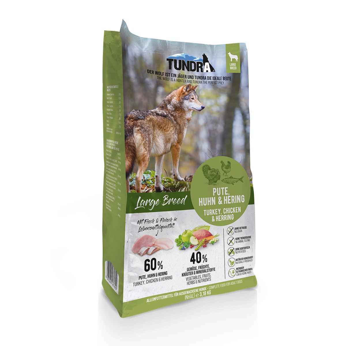 Tundra Dog Large Breed Pute, Huhn & Hering 3,18kg von Tundra